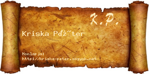 Kriska Péter névjegykártya